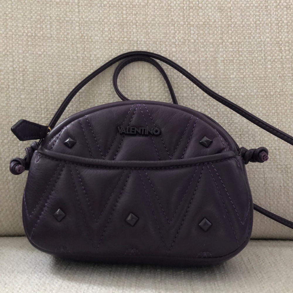 Valentino by Mario Valentino Quilted Leather Crossbody in Blackberry